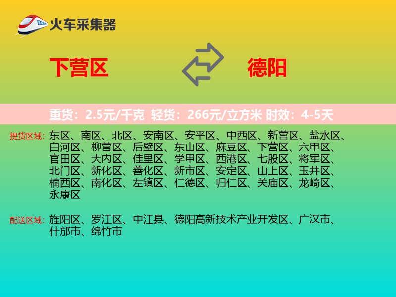下营区到德阳物流专线