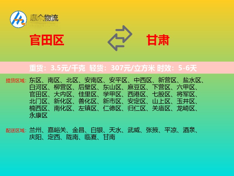 官田区到甘肃长途搬家