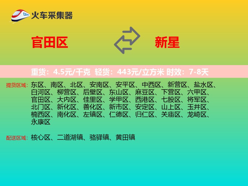 官田区到新星物流专线