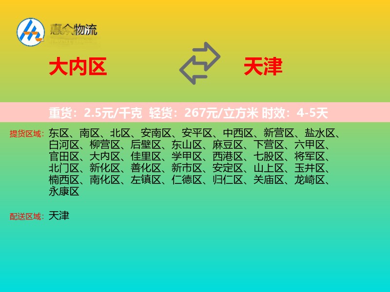 大内区到天津长途搬家