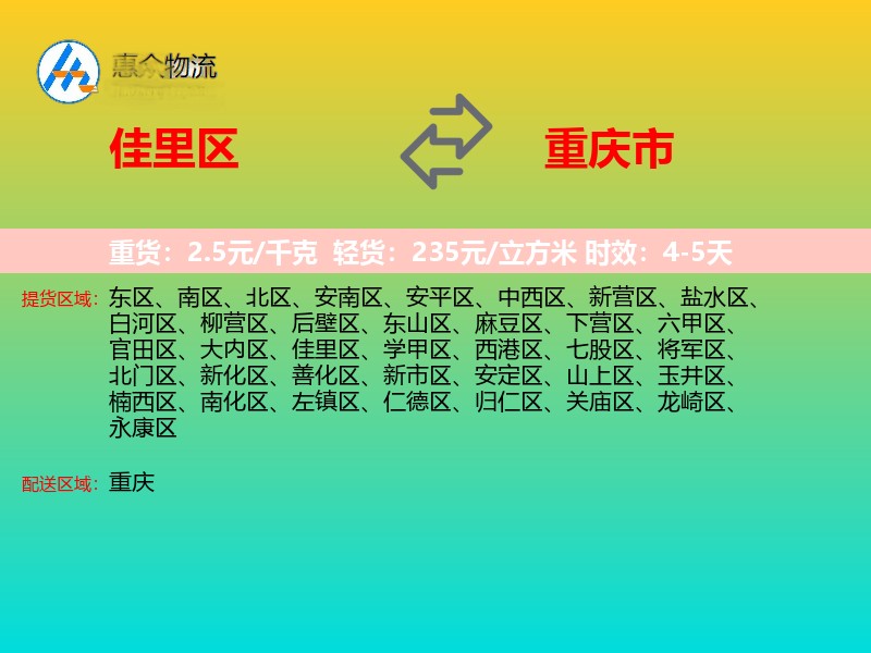 佳里区到重庆市长途搬家