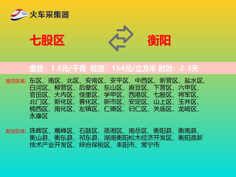 七股区到衡阳物流专线