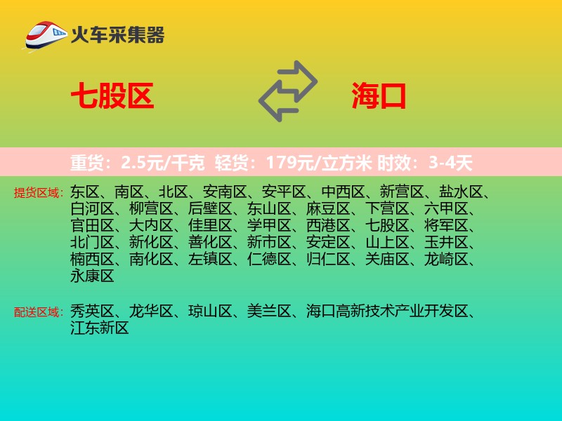 七股区到海口物流专线
