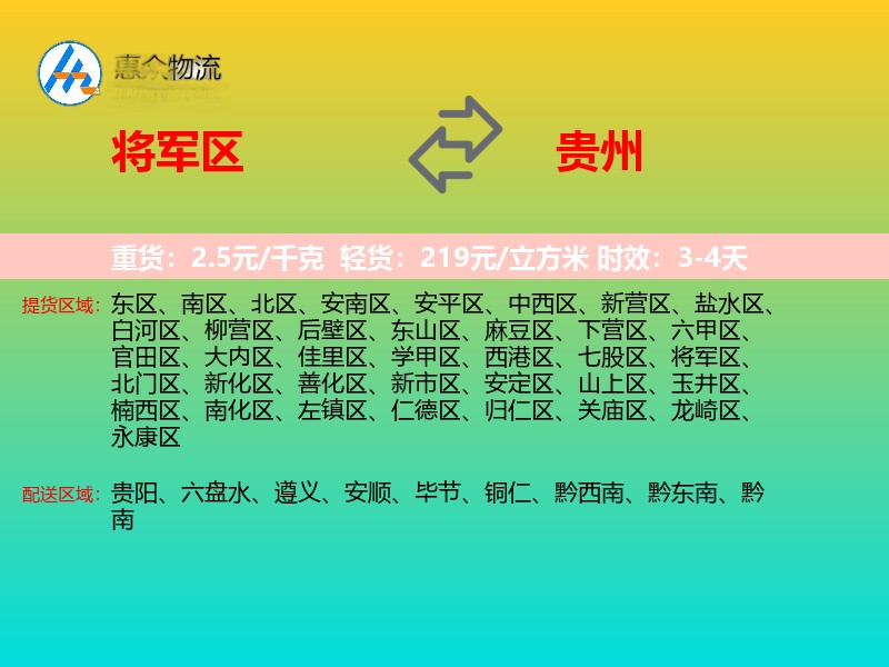 将军区到贵州轿车托运