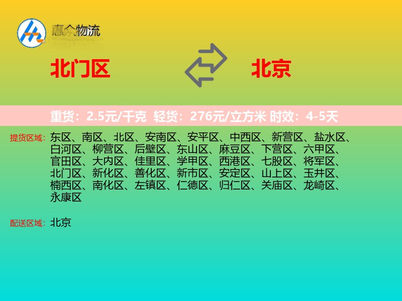 北门区到北京长途搬家