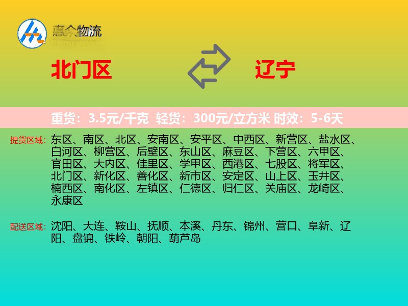 北门区到辽宁长途搬家