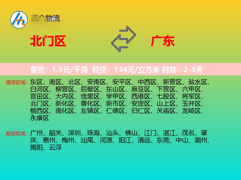 北门区到广东长途搬家