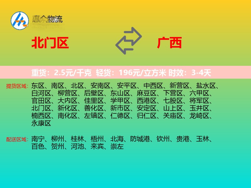 北门区到广西长途搬家
