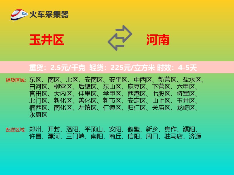 玉井区到河南长途搬家