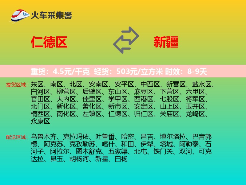 仁德区到新疆轿车托运