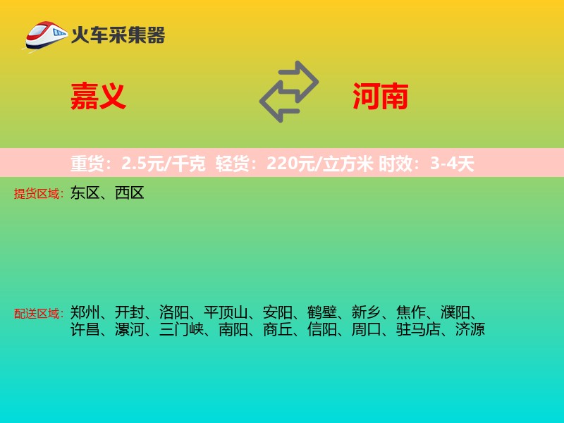 嘉义到河南轿车托运
