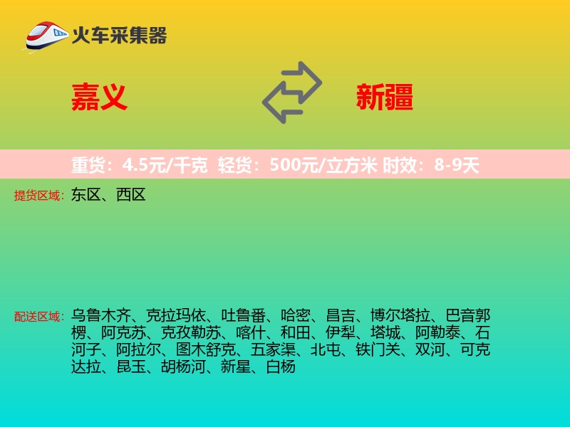 嘉义到新疆轿车托运