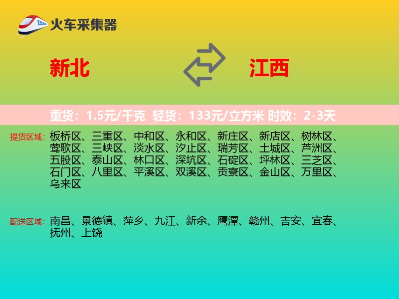 新北到江西物流专线