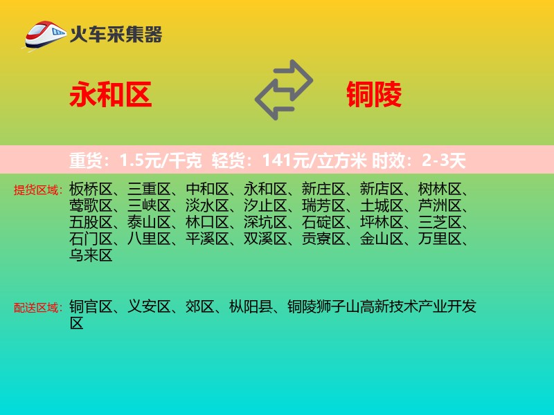 永和区到铜陵物流专线