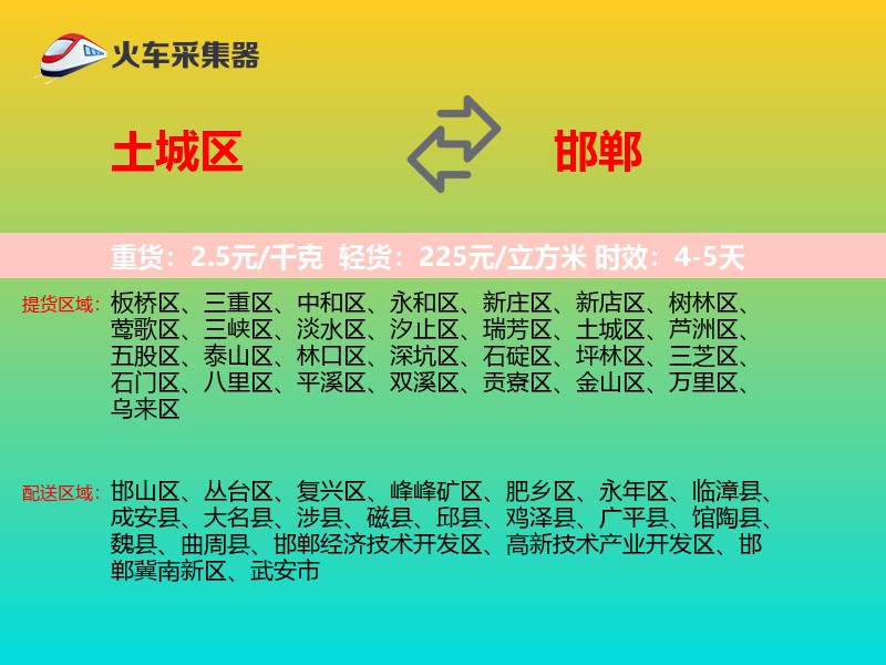 土城区到邯郸物流专线