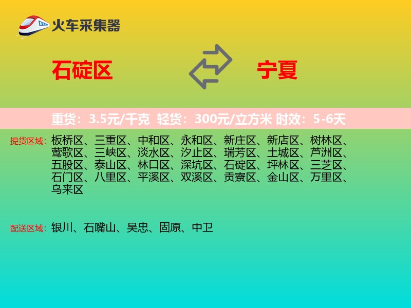 石碇区到宁夏物流专线