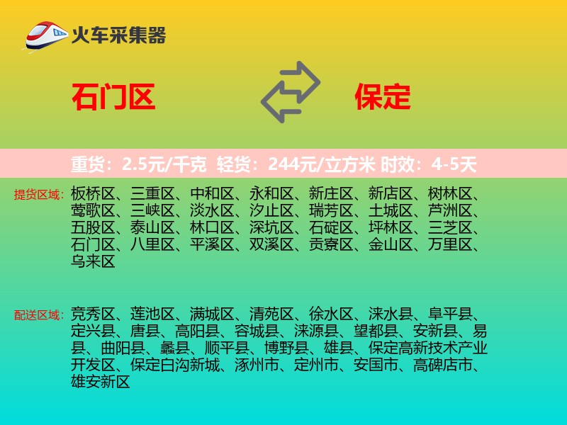 石门区到保定物流专线