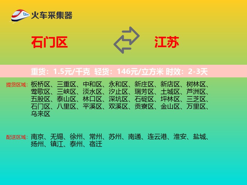 石门区到江苏物流专线