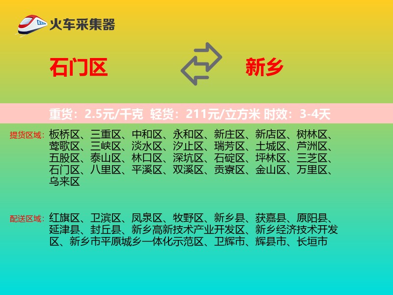 石门区到新乡物流专线