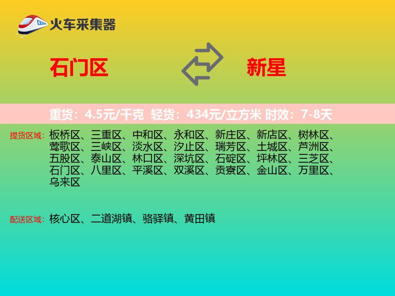 石门区到新星物流专线