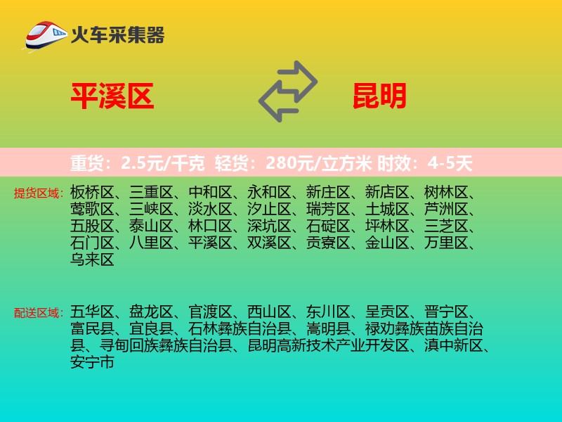 平溪区到昆明物流专线