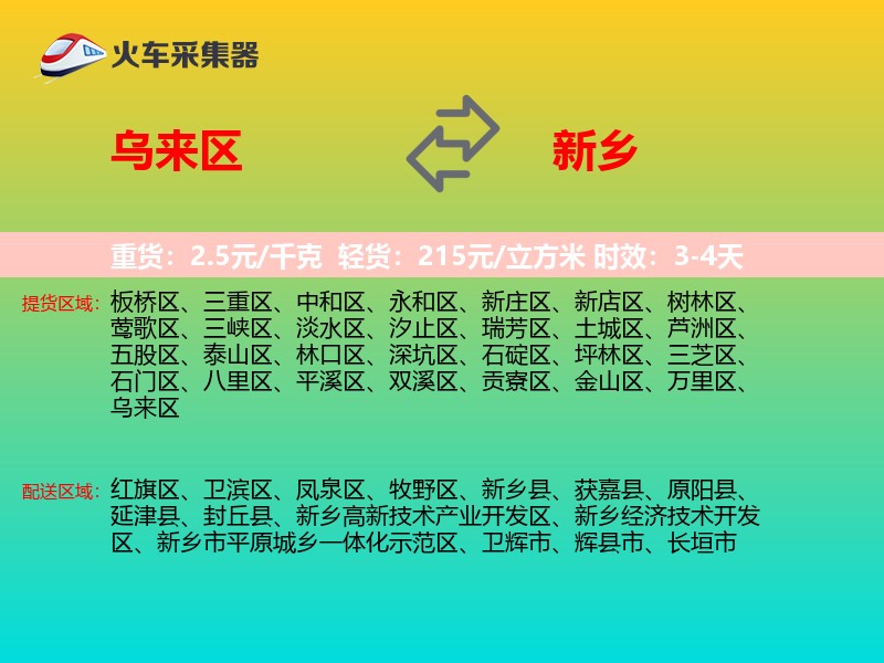 乌来区到新乡物流专线