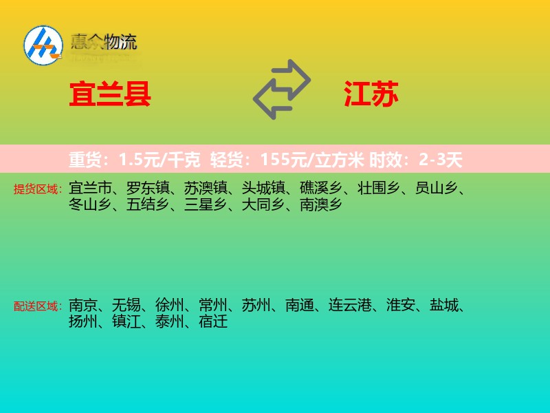 宜兰县到江苏物流专线