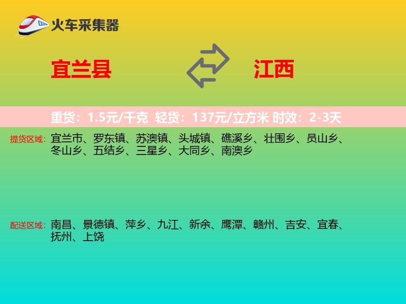 宜兰县到江西物流专线