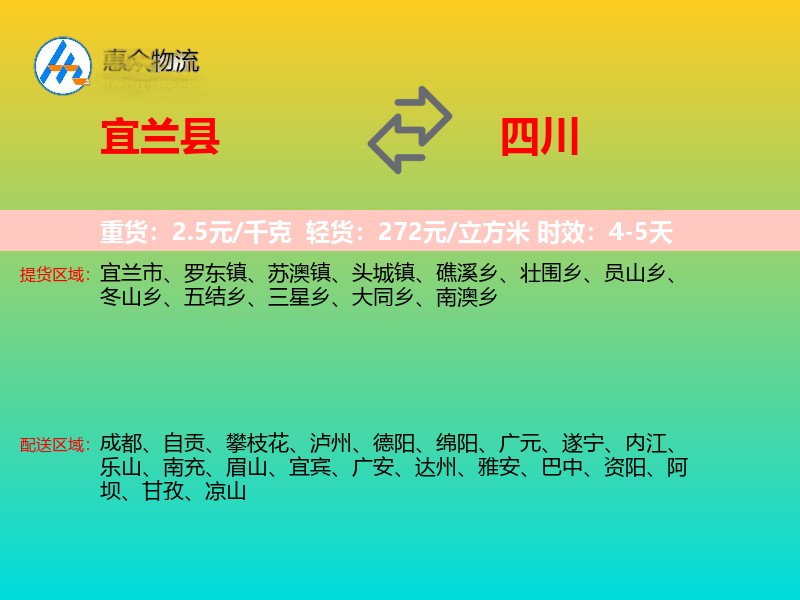 宜兰县到四川物流专线