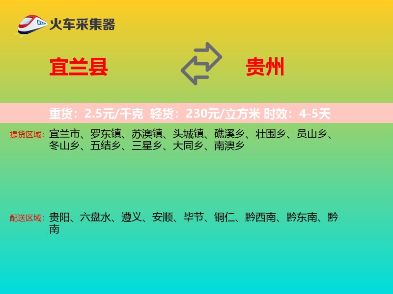 宜兰县到贵州物流专线