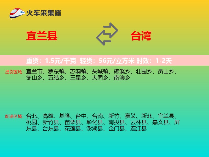 宜兰县到台湾轿车托运