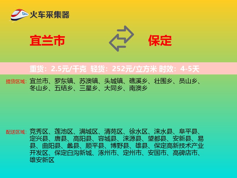 宜兰市到保定物流专线