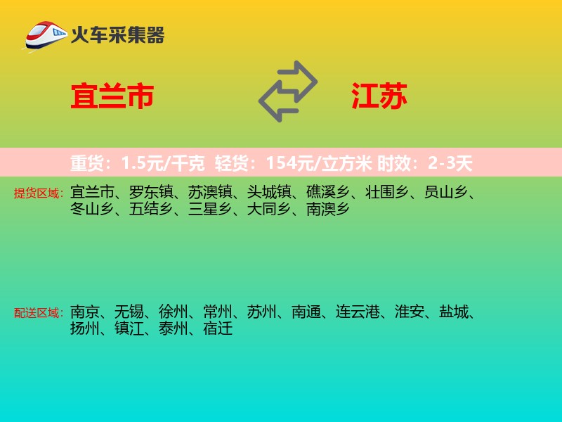 宜兰市到江苏物流专线