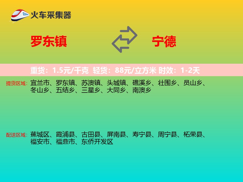 罗东镇到宁德物流专线