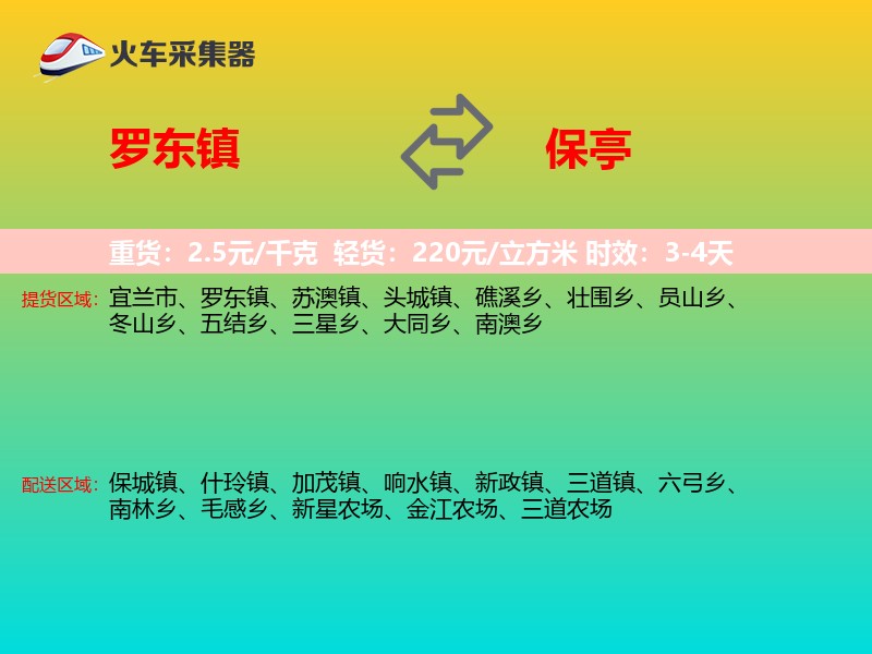 罗东镇到保亭物流专线