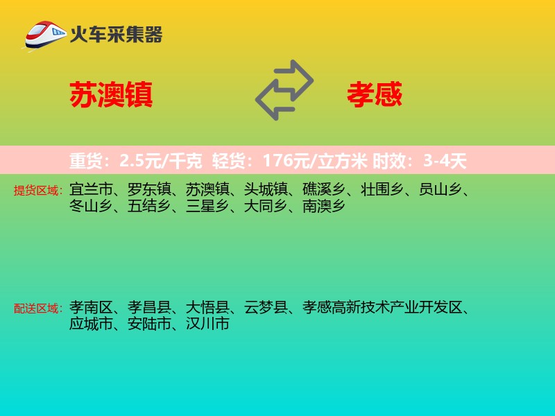 苏澳镇到孝感物流专线