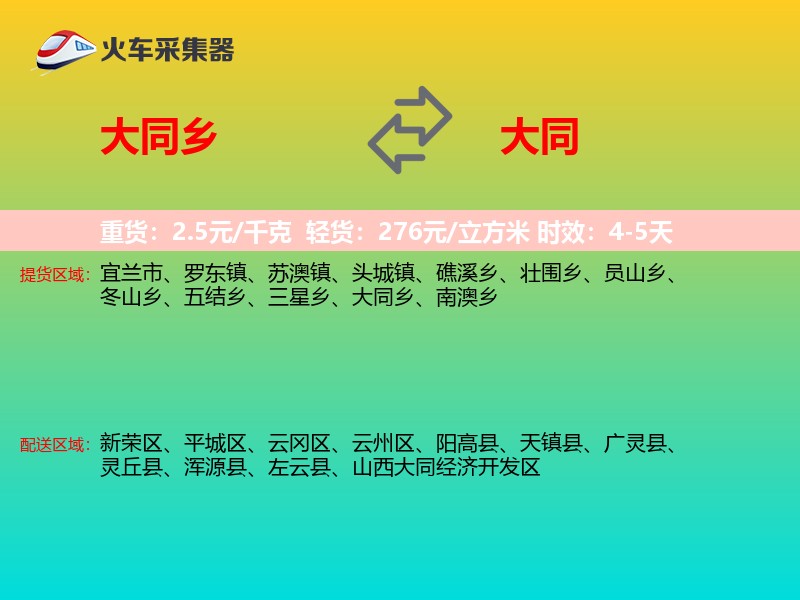 大同乡到大同物流专线