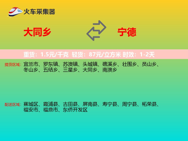 大同乡到宁德物流专线