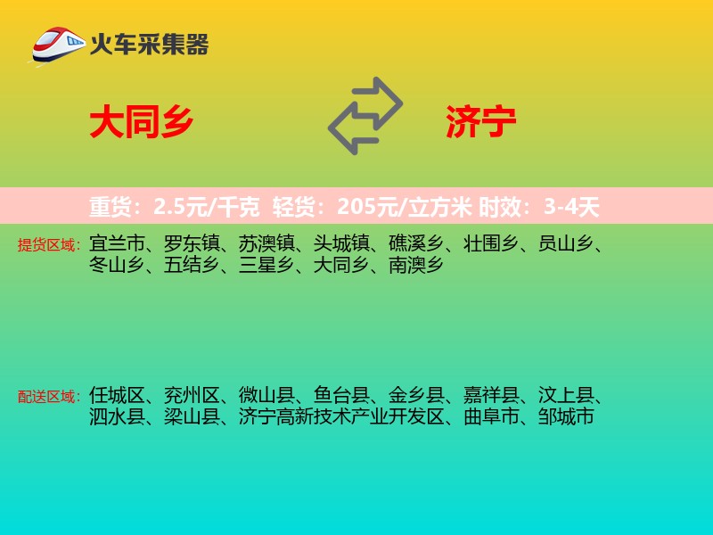 大同乡到济宁物流专线