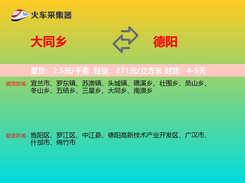 大同乡到德阳物流专线