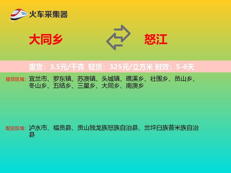 大同乡到怒江物流专线