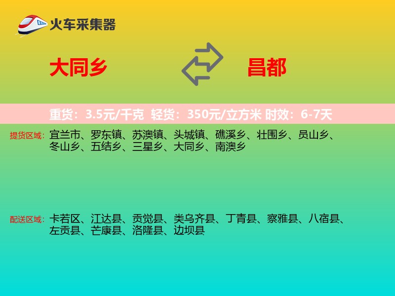 大同乡到昌都物流专线