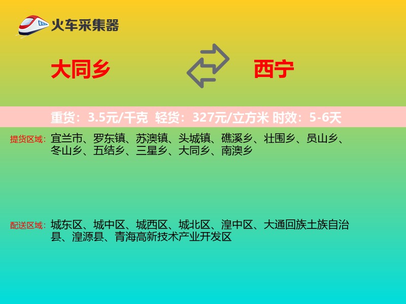 大同乡到西宁物流专线