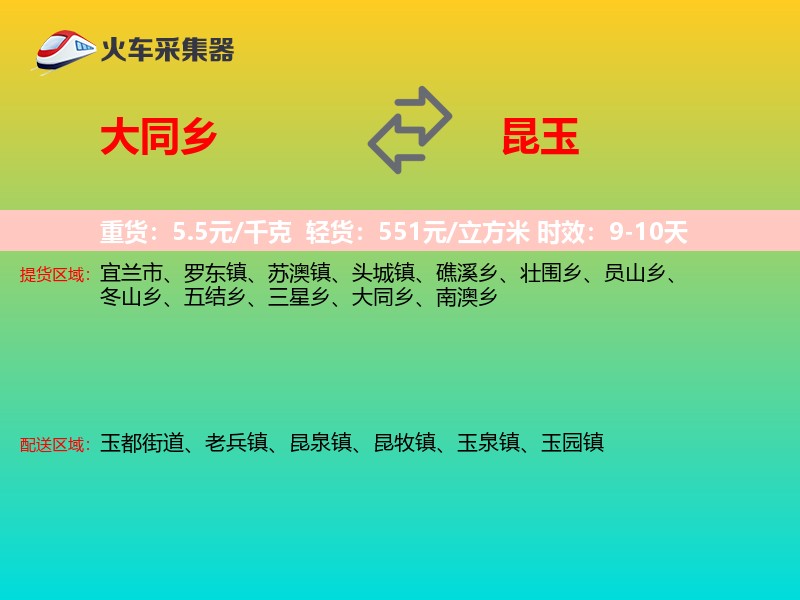大同乡到昆玉物流专线