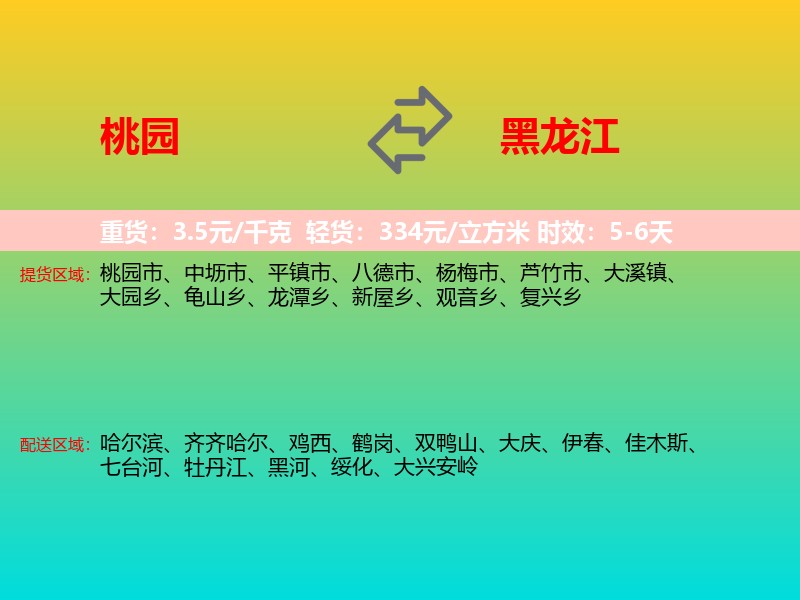 桃园到黑龙江物流专线
