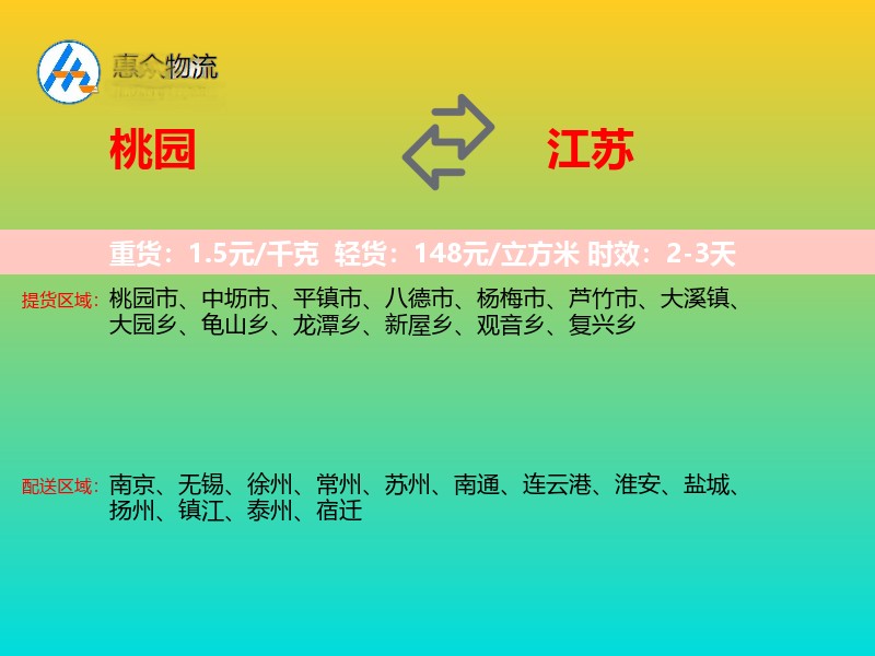 桃园到江苏物流专线