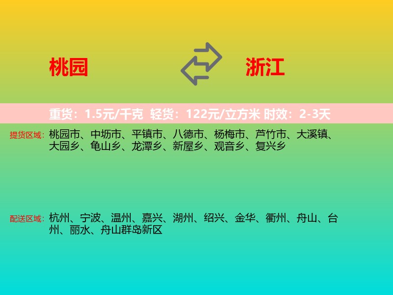 桃园到浙江物流专线