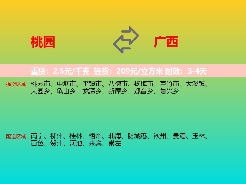桃园到广西物流专线