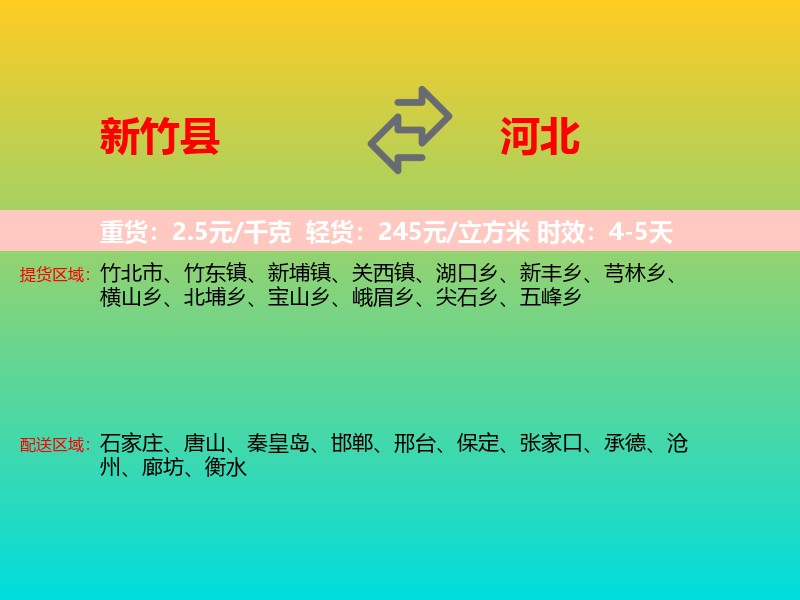 新竹县到河北物流专线