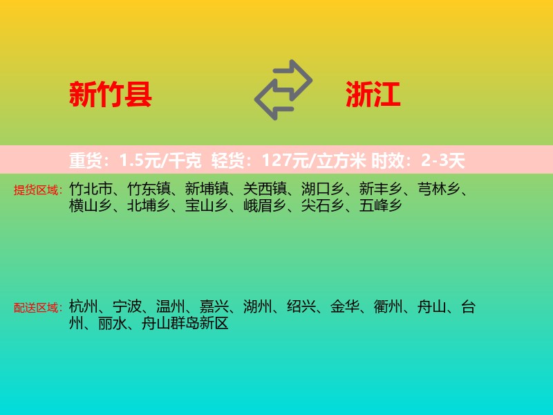 新竹县到浙江物流专线